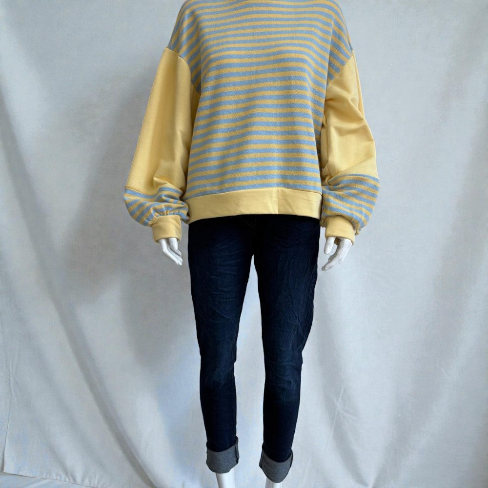 Made In Italy Striped Colorblock Long Sleeve Sweatshirt