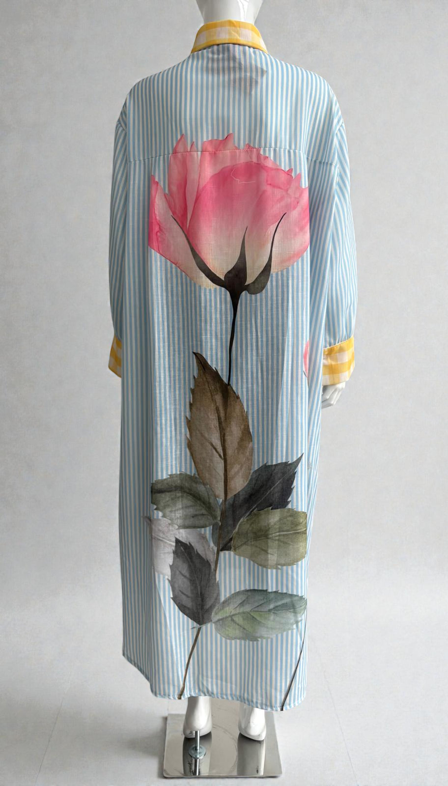 Made In Italy zeta otto striped Floral Shirt dress