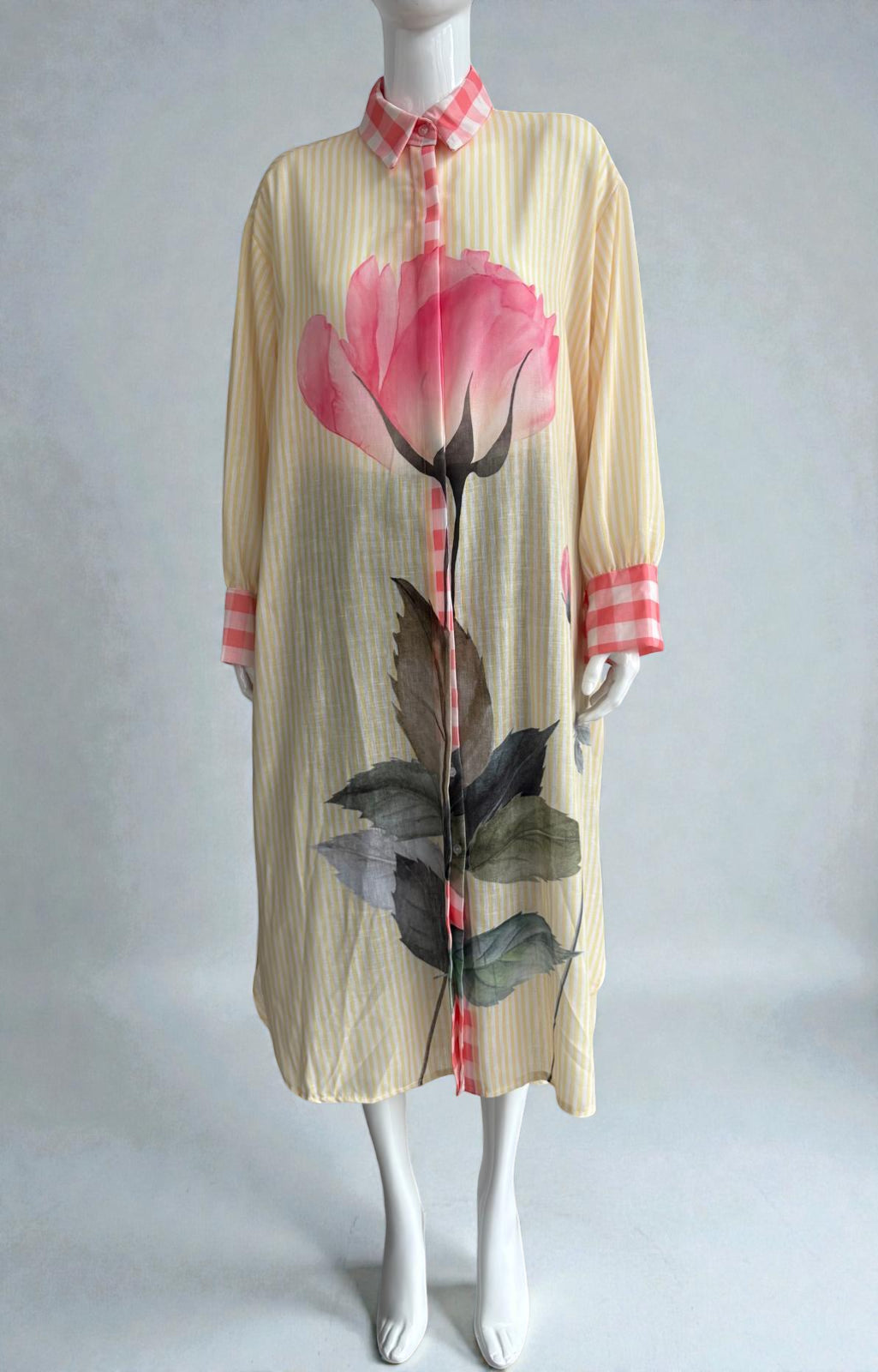 Made In Italy zeta otto striped Floral Shirt dress