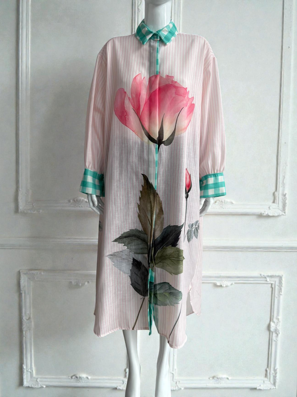 Made In Italy zeta otto striped Floral Shirt dress