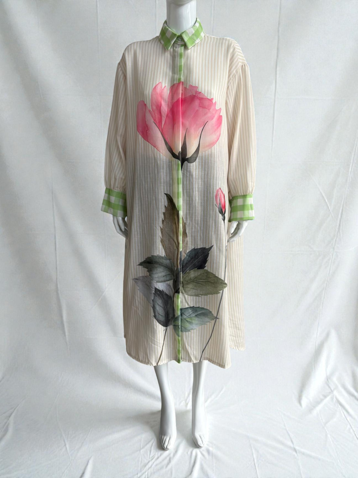 Made In Italy zeta otto striped Floral Shirt dress