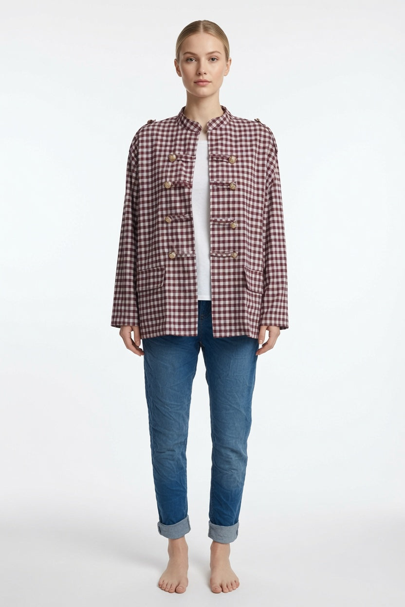 Gingham Military Jacket