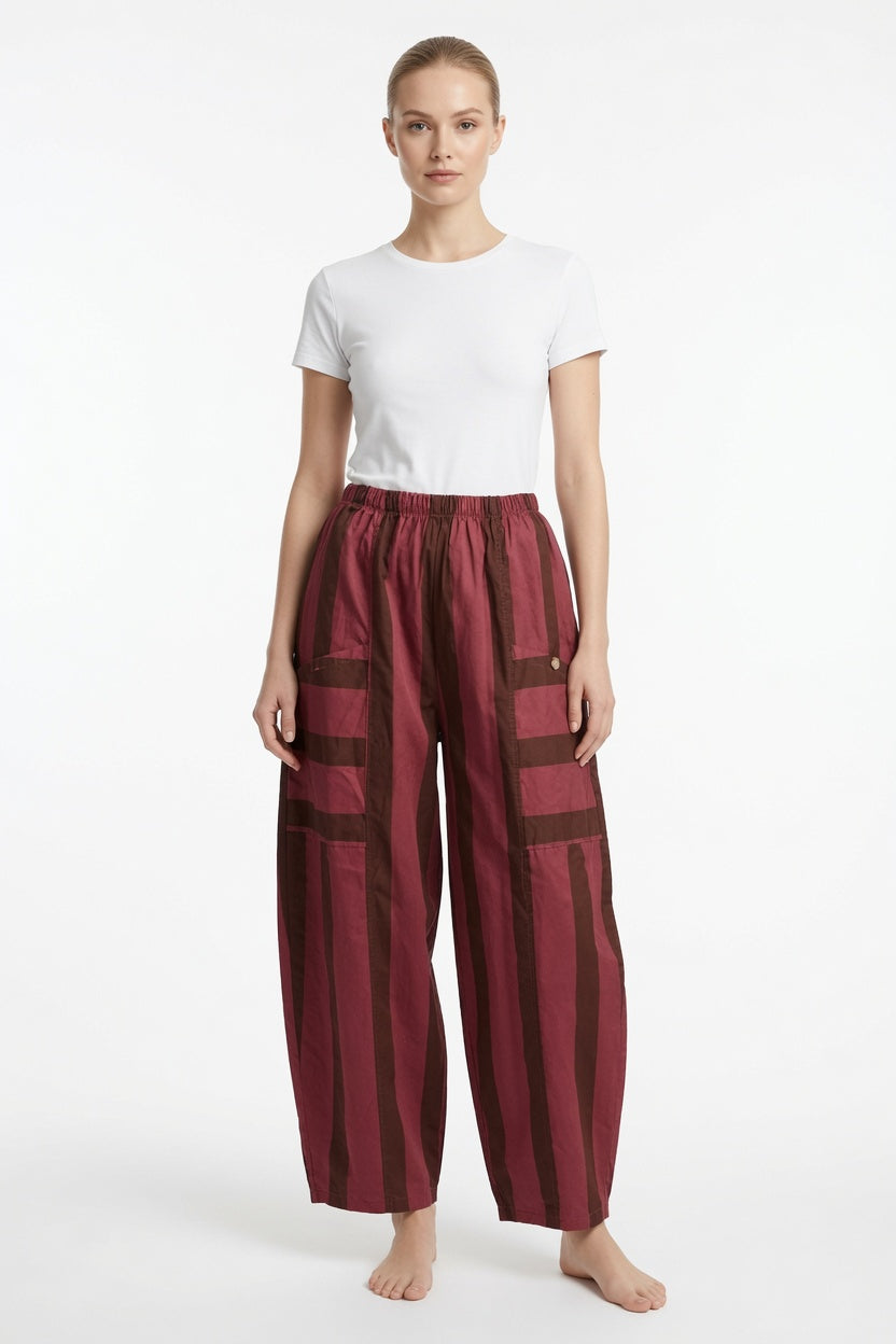 Made in Italy Stripe Barrel Leg Pant