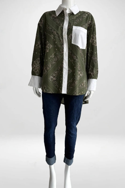 Zetaotton Printed Shirt Cuff and Collar
