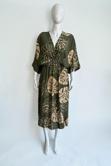 Made in Italy Tropical Leaf Print Dress Lagenlook