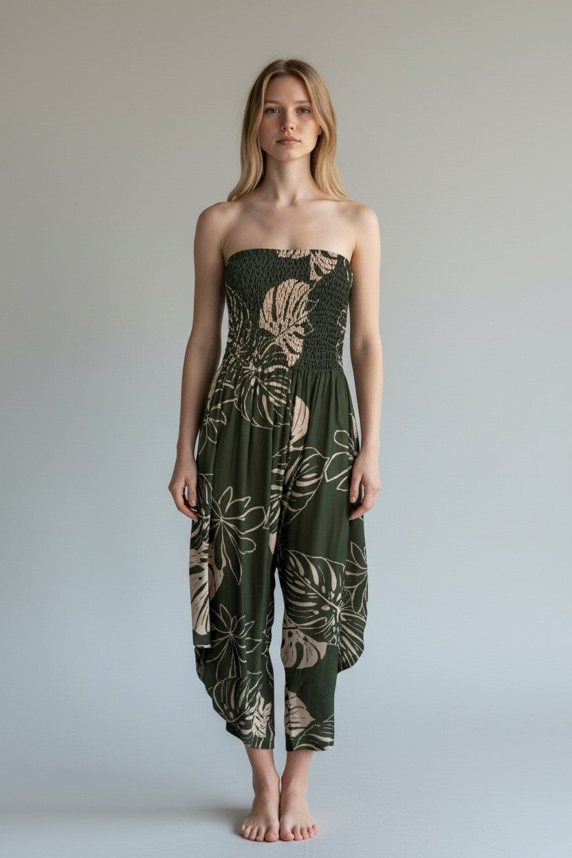 Made in Italy Shirred Elasticated Bandeau Jumpsuit
