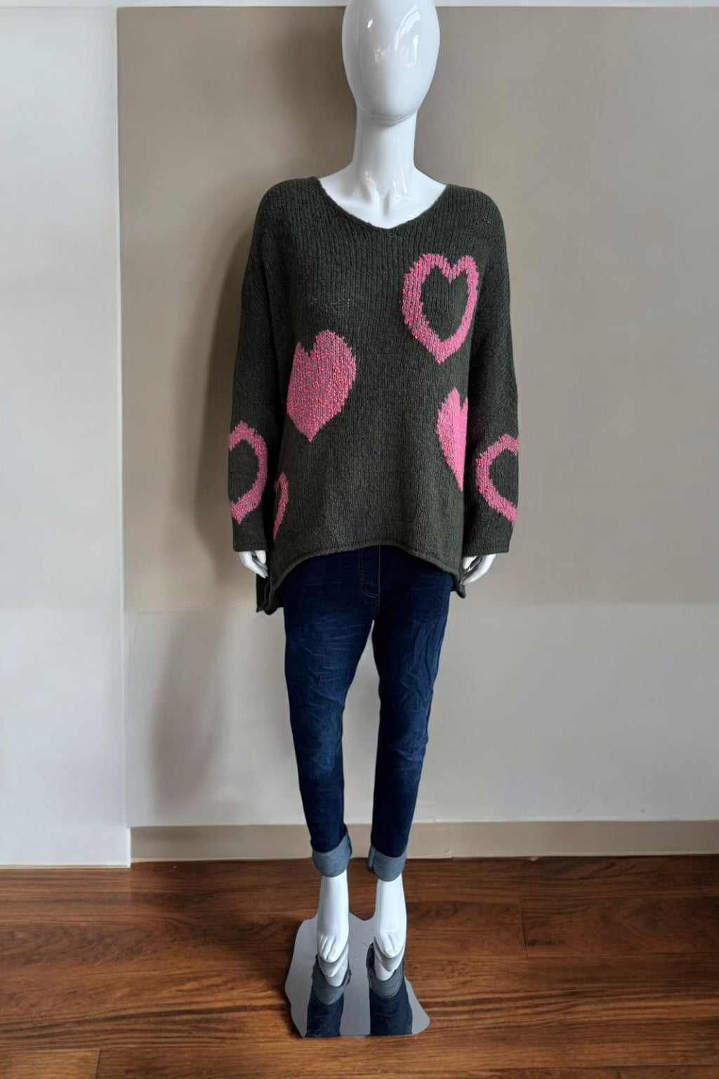 Made in Italy Wool Slouch Heart Jumper