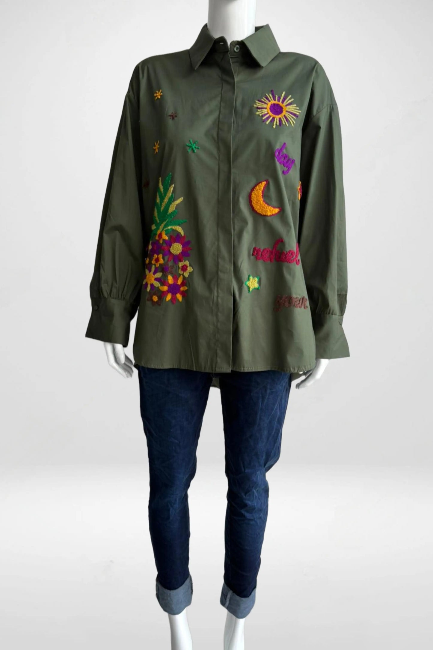 Zetaotton Embroidered Pineapple Shirt