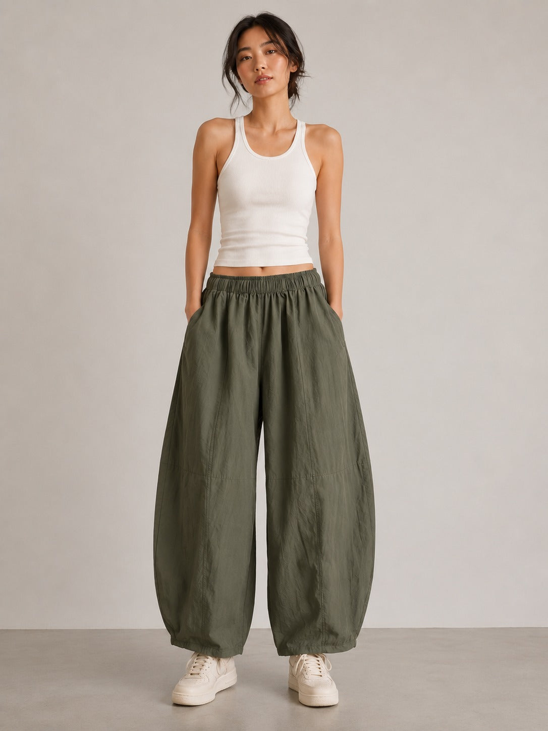 Made in Italy Cotton Barrel Leg Pant