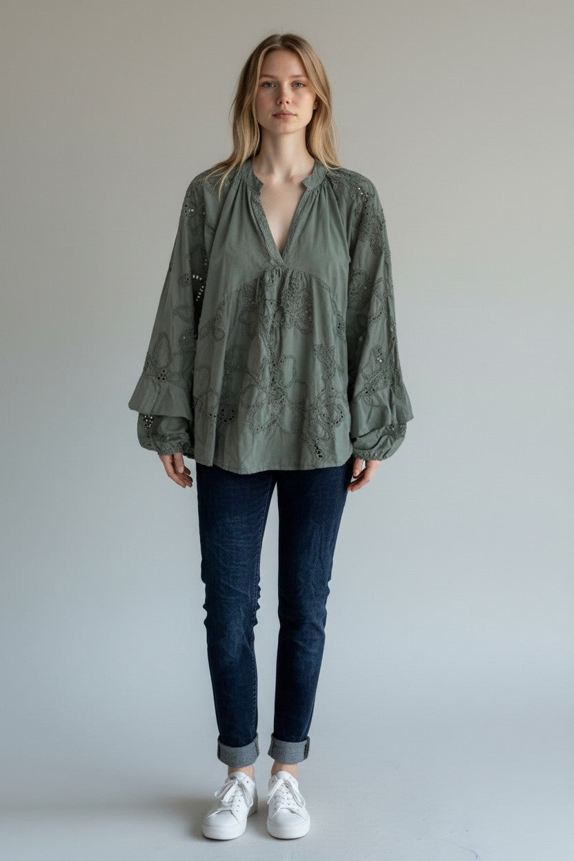 Embroidered Boho Blouse