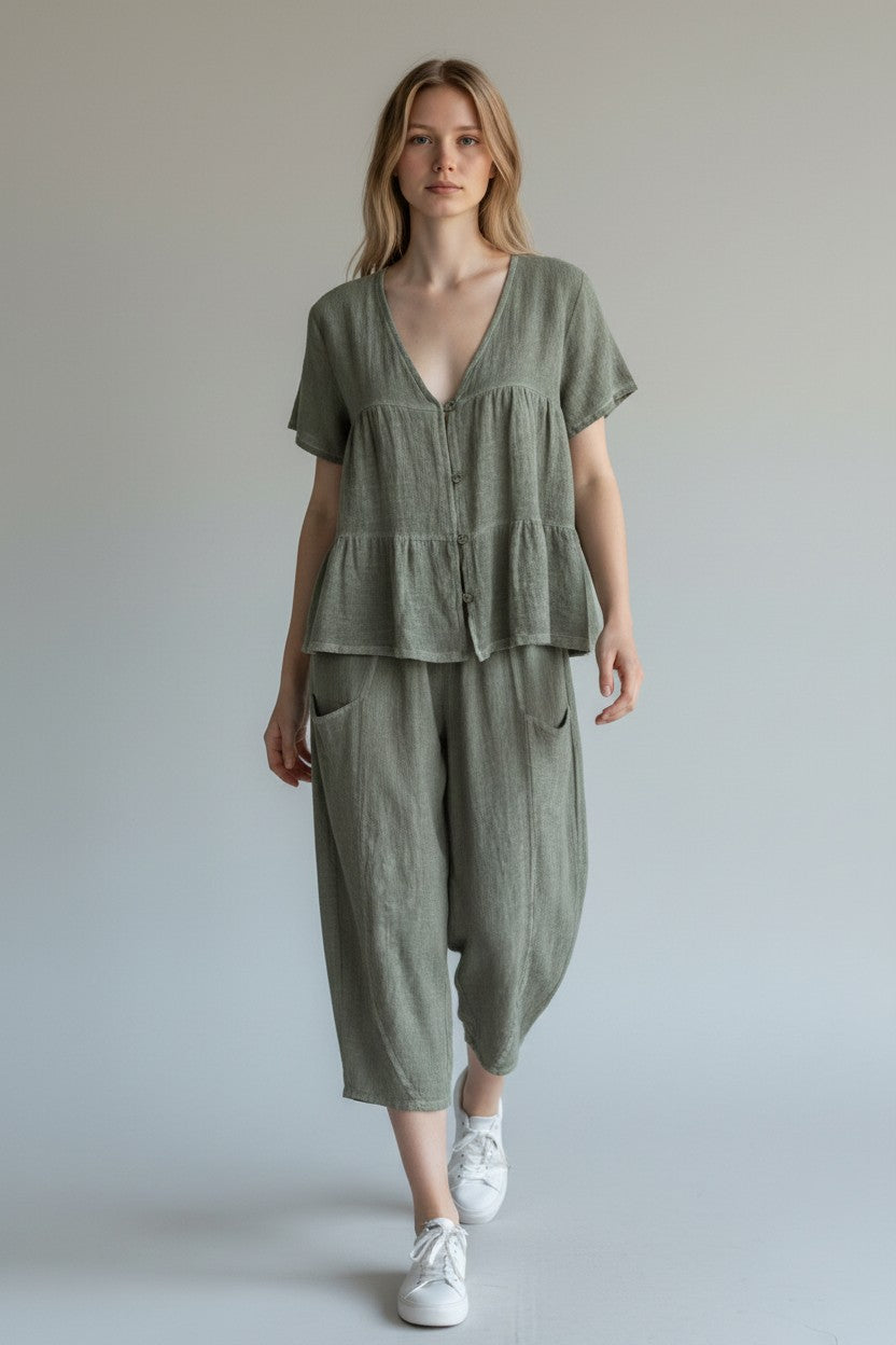 Linen Barrel Lag Pant Lagenlook