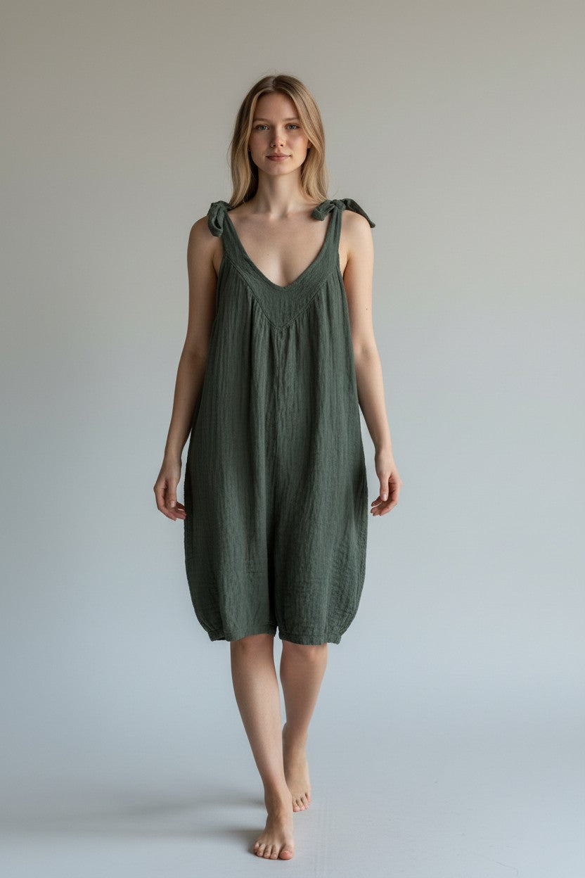 Made in Italy Tie Shoulder Playsuit