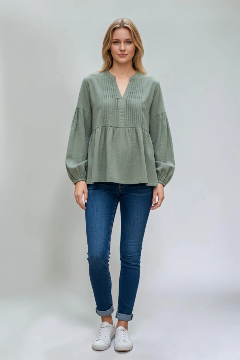 Made in Italy Pintuck Top