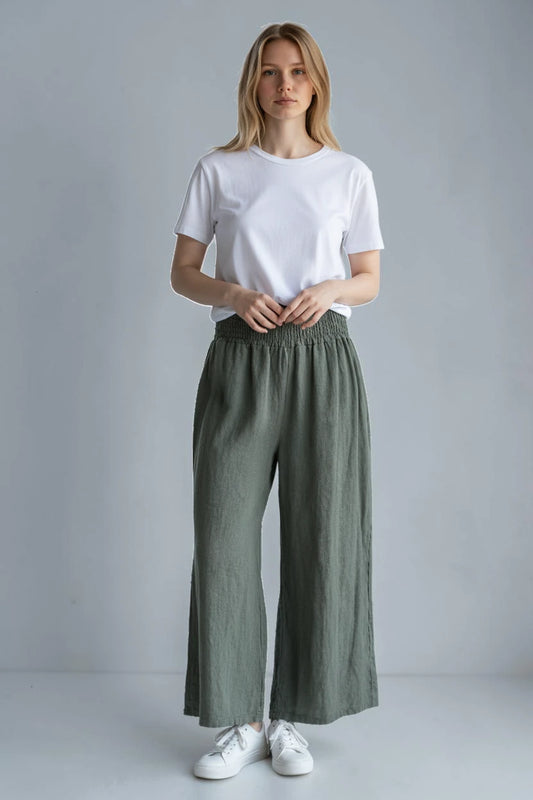 Made in Italy Shirred Elasticated Pant