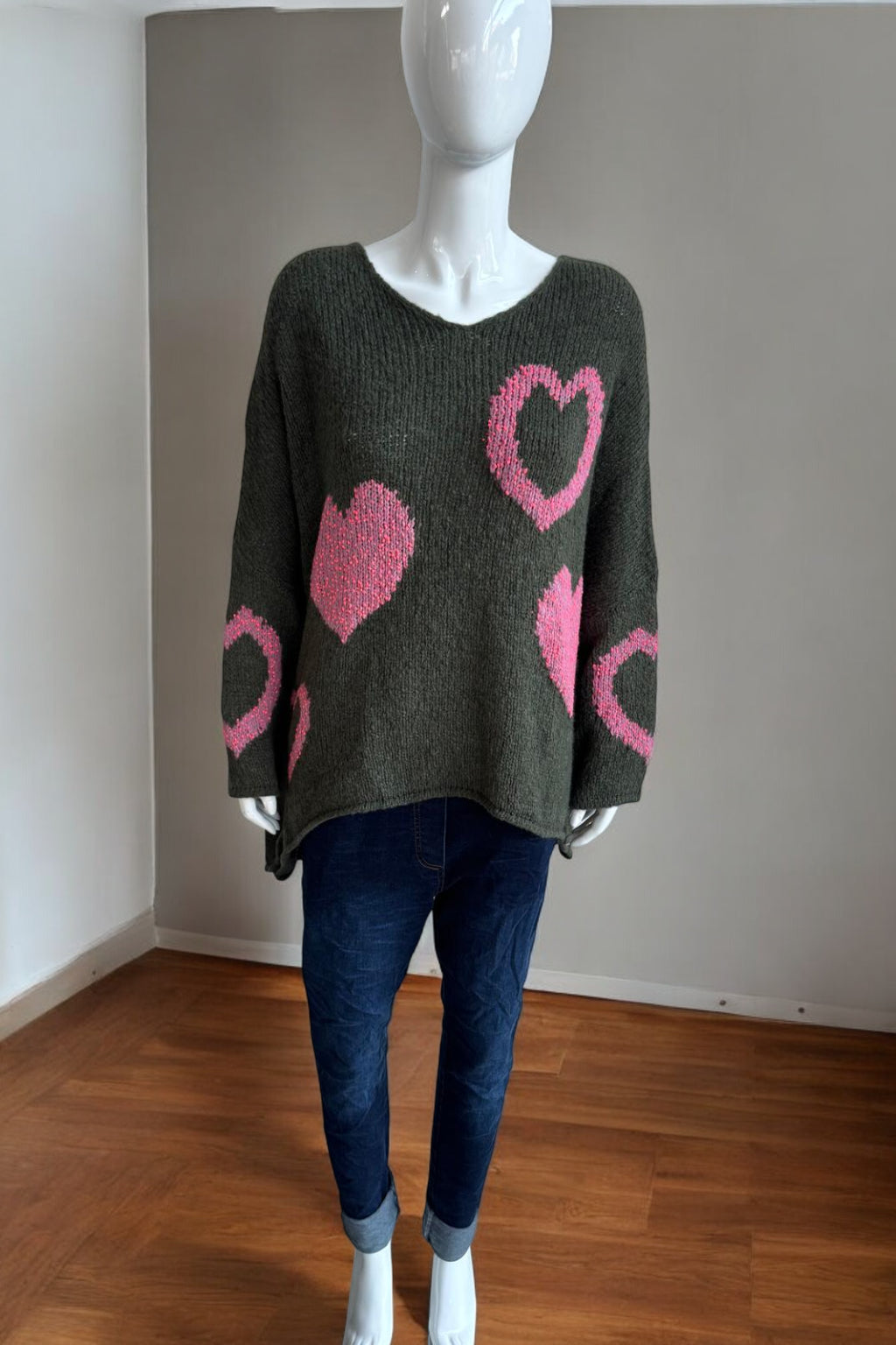 Made in Italy Wool Slouch Heart Jumper