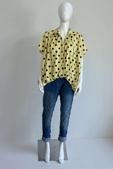 Made in Italy Polka dot Puffball Top