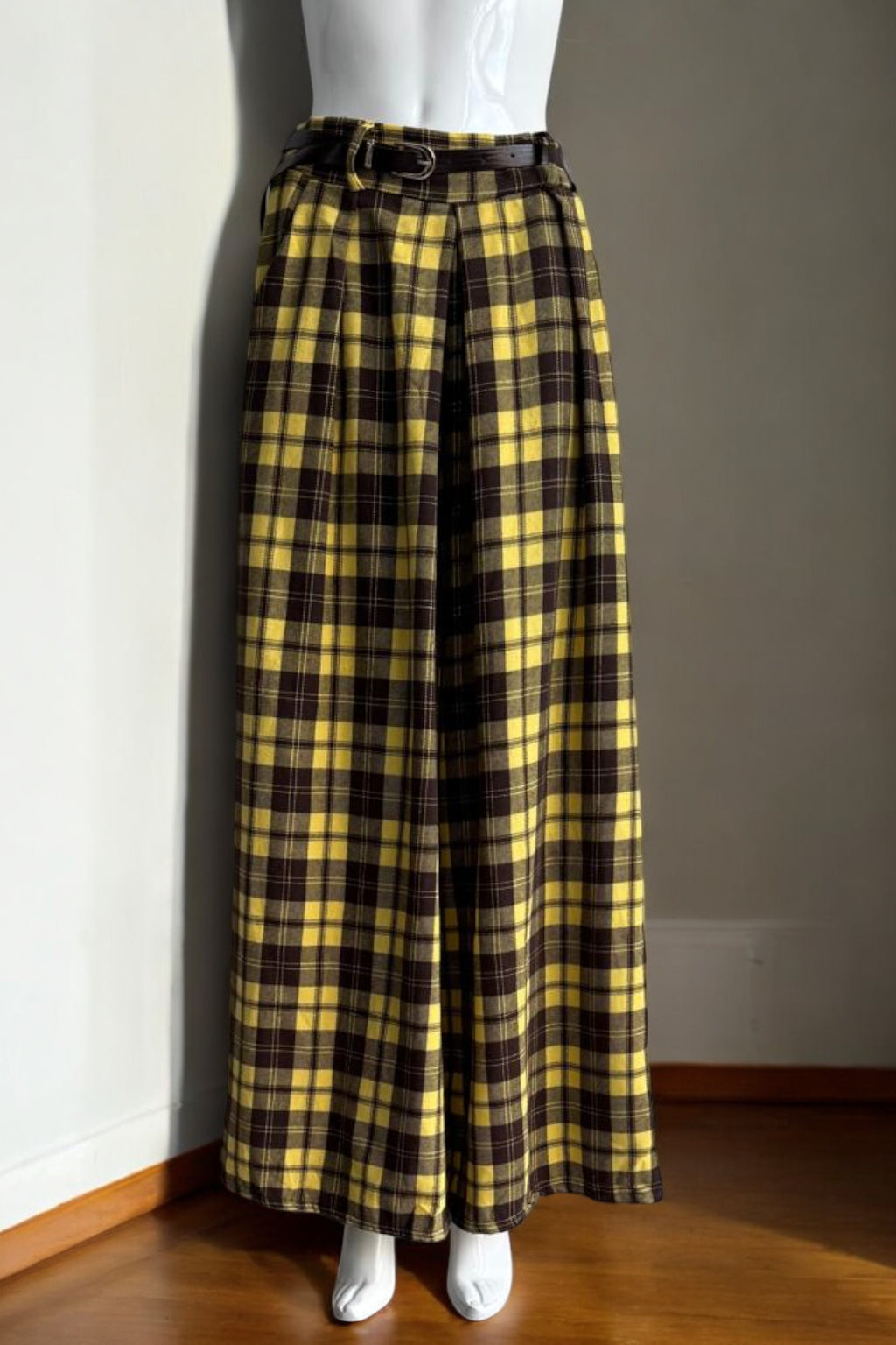 Brushed Cotton Plaid Palazzo Pants