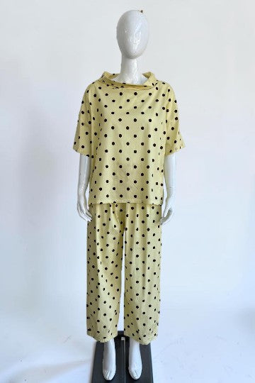 Made in Polka dot Drape Neck Top