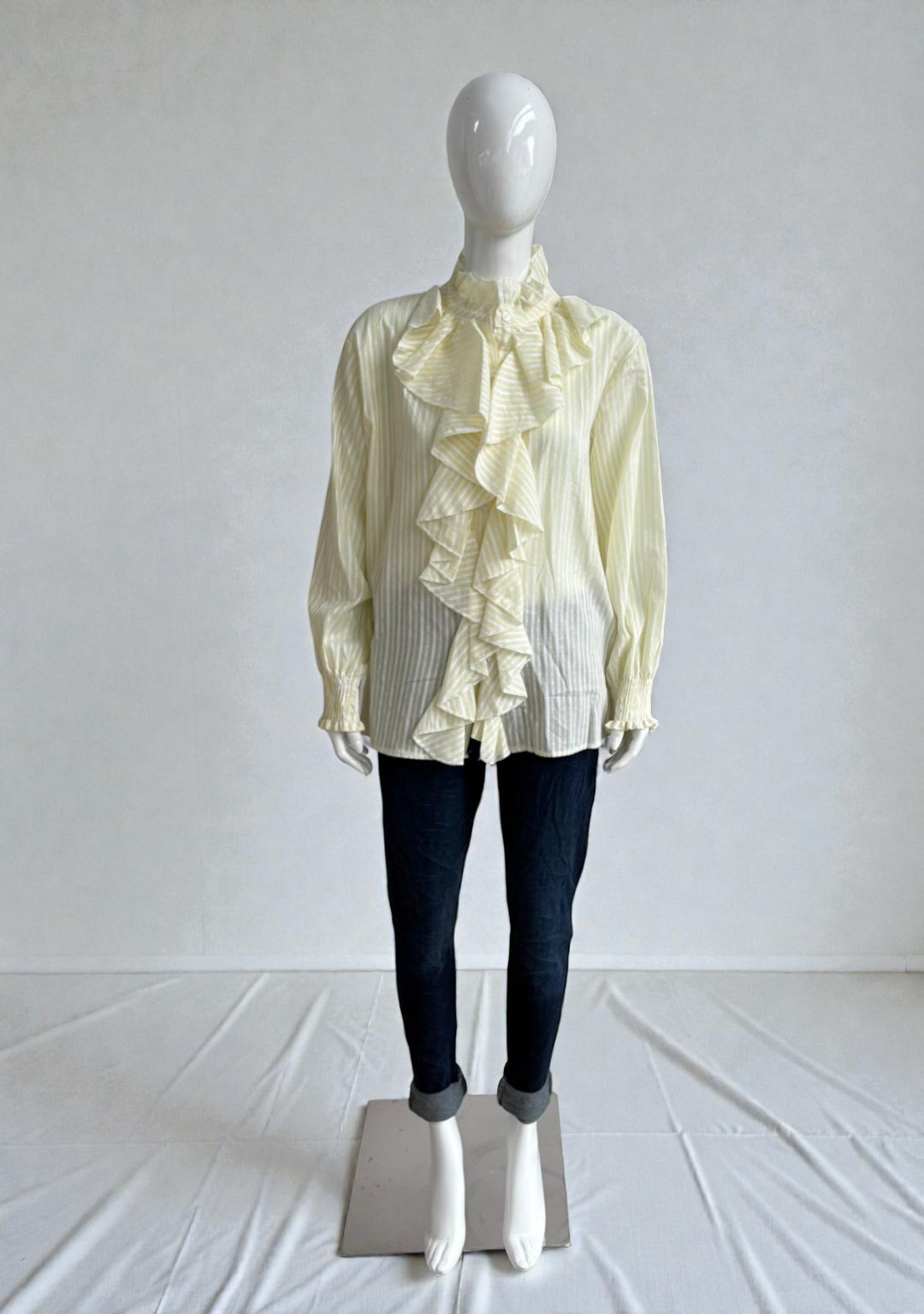 Made in Italy Stripe Frill Blouse Lagenlook