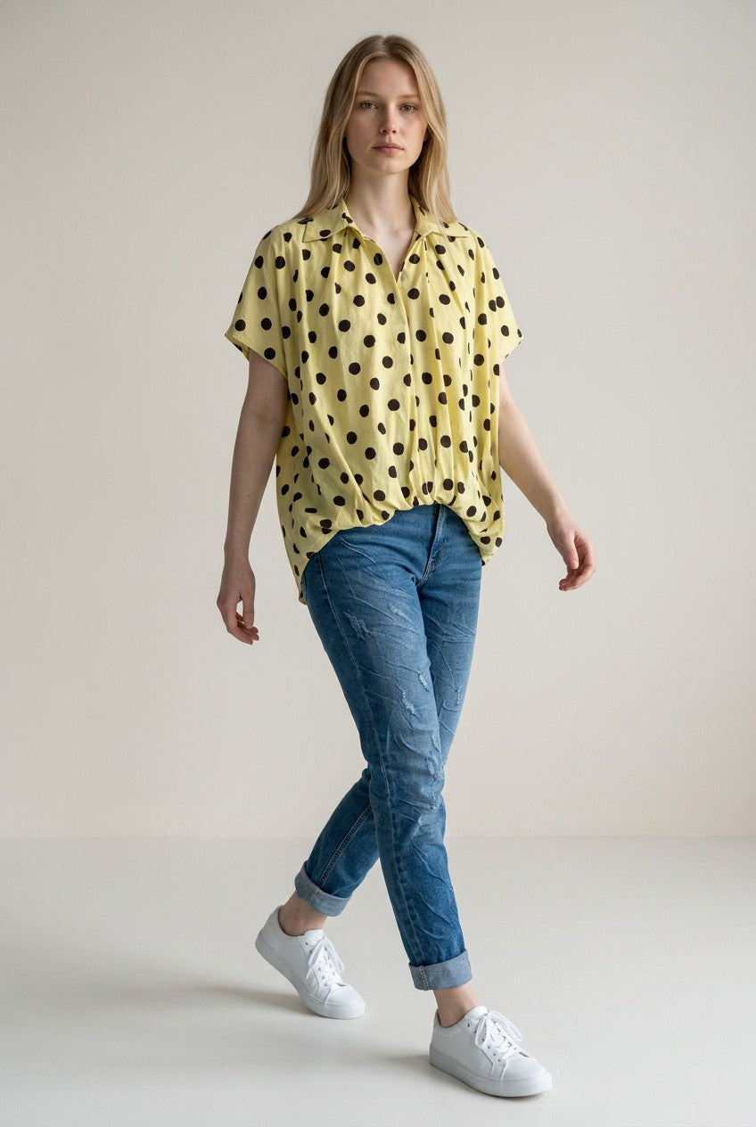 Made in Italy Polka dot Puffball Top
