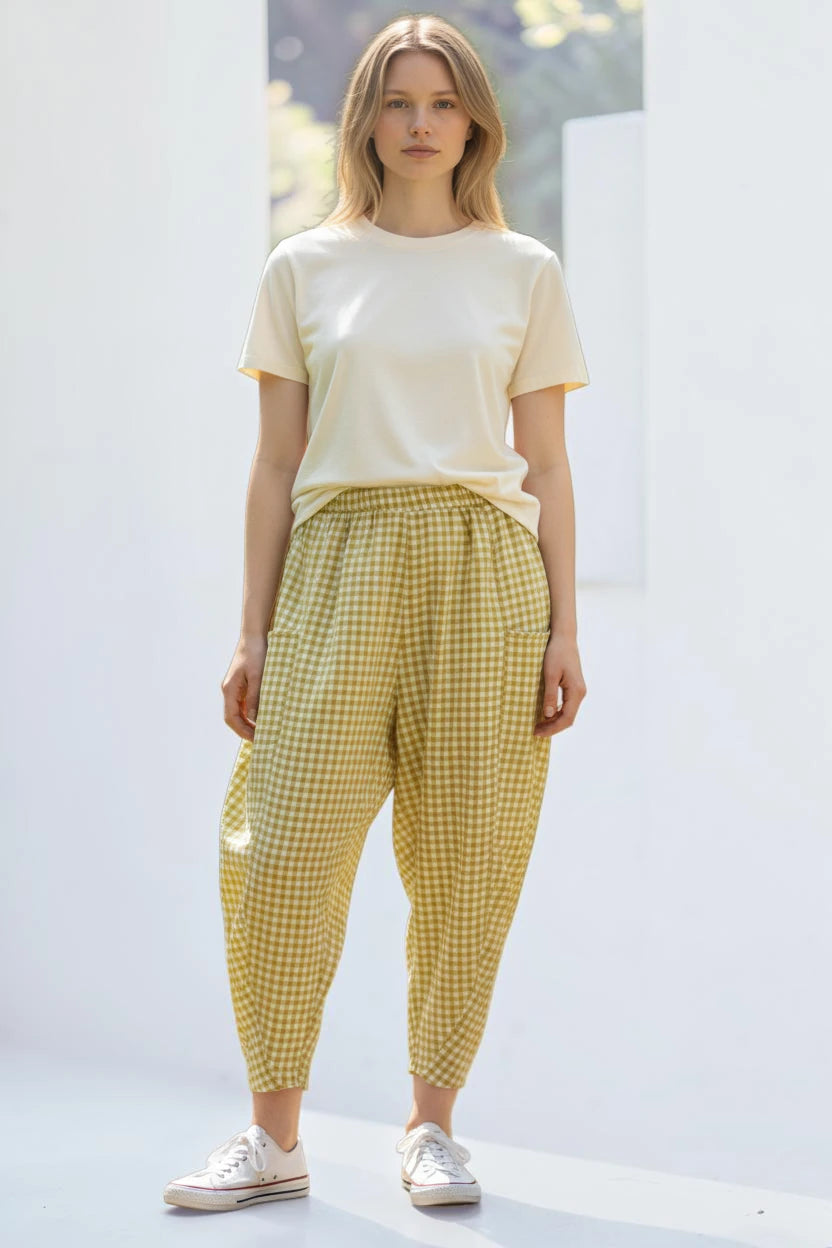 Gingham Barrel Pant Lagenlook
