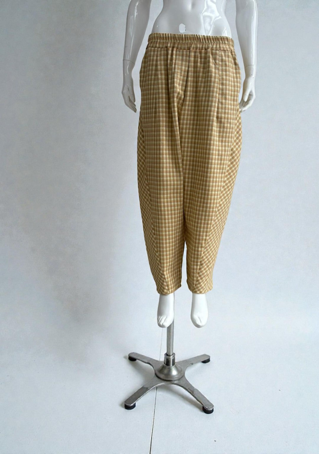 Made in Italy Gingham barrel Leg Plaid Pant