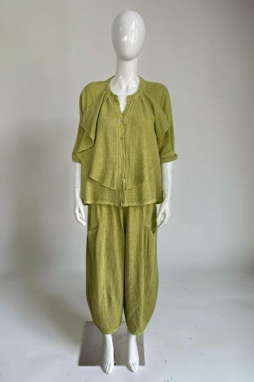 Linen Frill Shirt Lagenlook