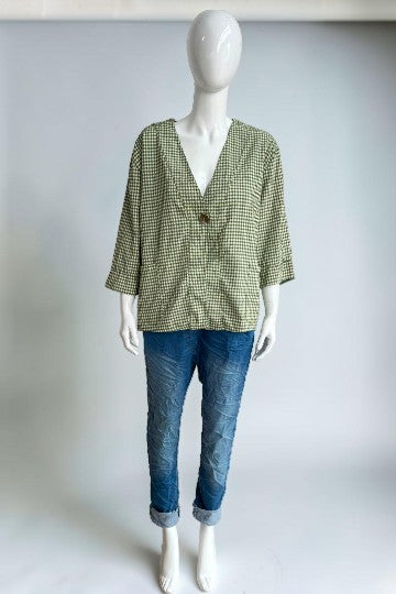 Gingham One Button Jacket