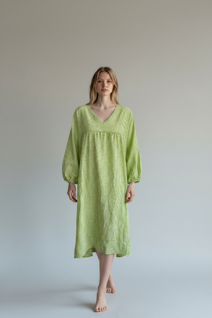 Made in Italy Gingham Smock Dress