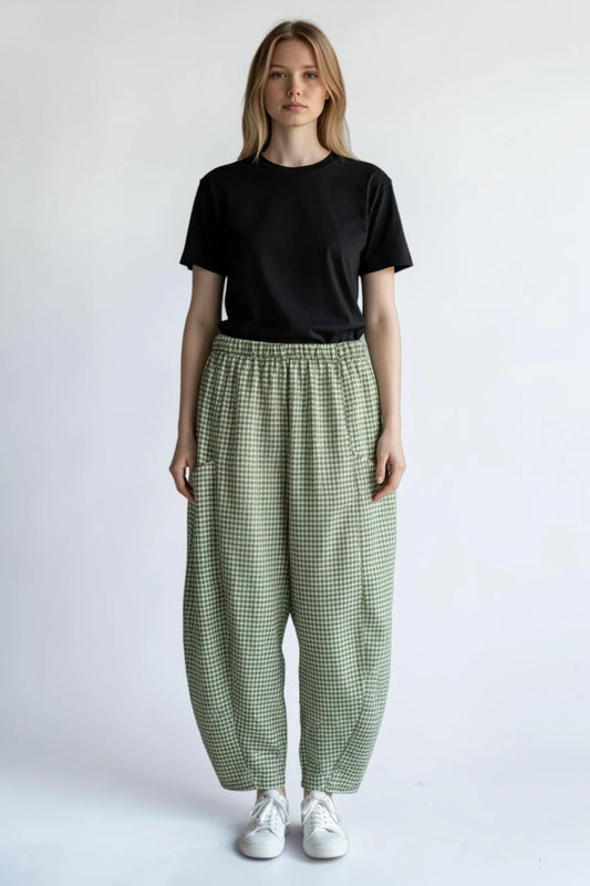 Gingham Barrel Pant Lagenlook