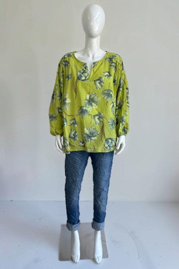 Made in Italy Cotton Floral Print Blouse