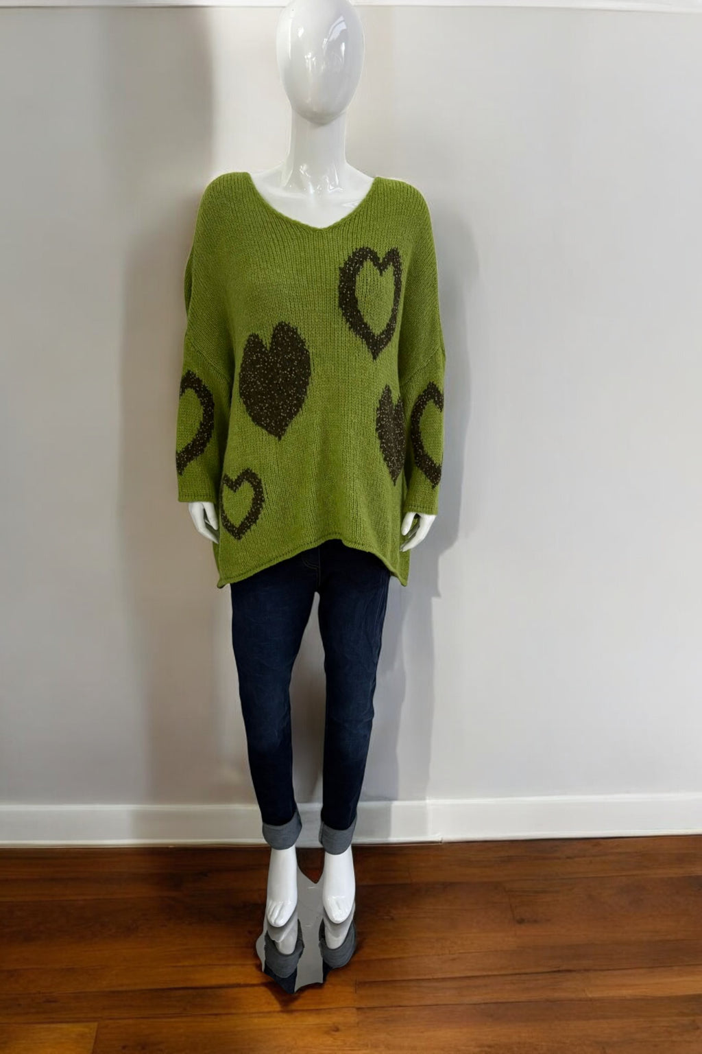 Made in Italy Wool Slouch Heart Jumper