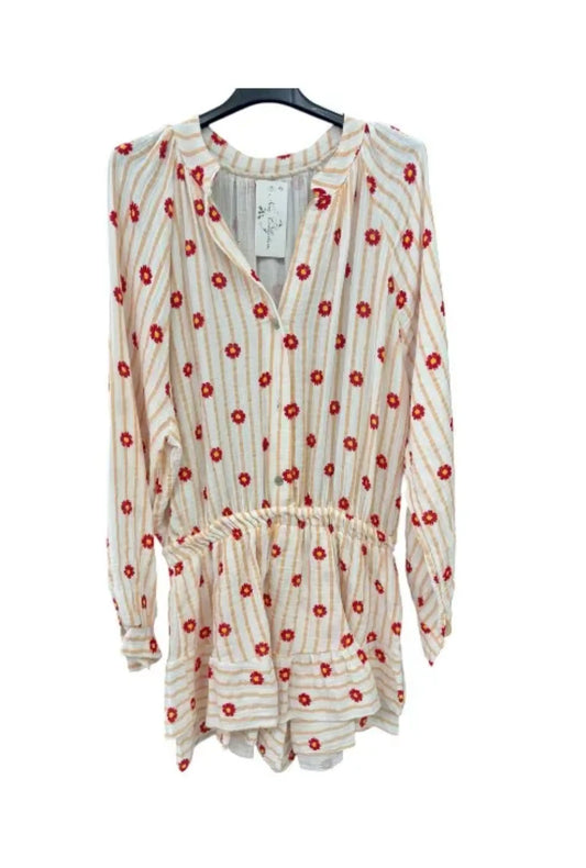 Made in Italy Cheesecloth Daisy Print Playsuit