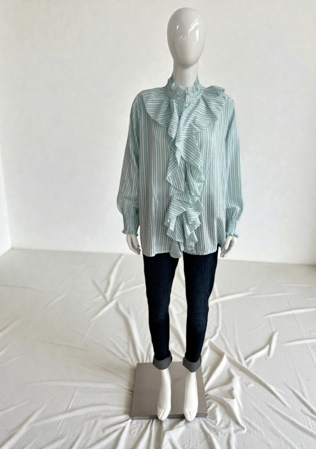 Made in Italy Stripe Frill Blouse Lagenlook