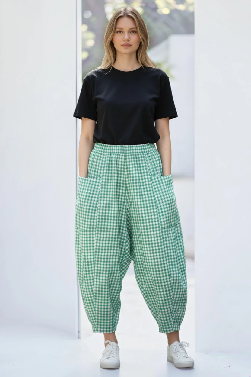 Gingham Barrel Pant Lagenlook