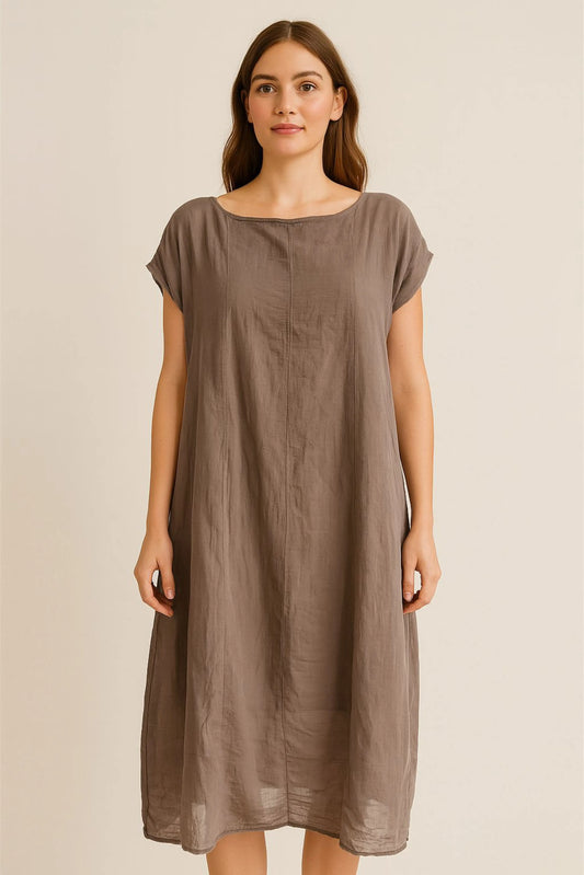Made in Italy Cotton Swing Panel Cap Sleeve Dress