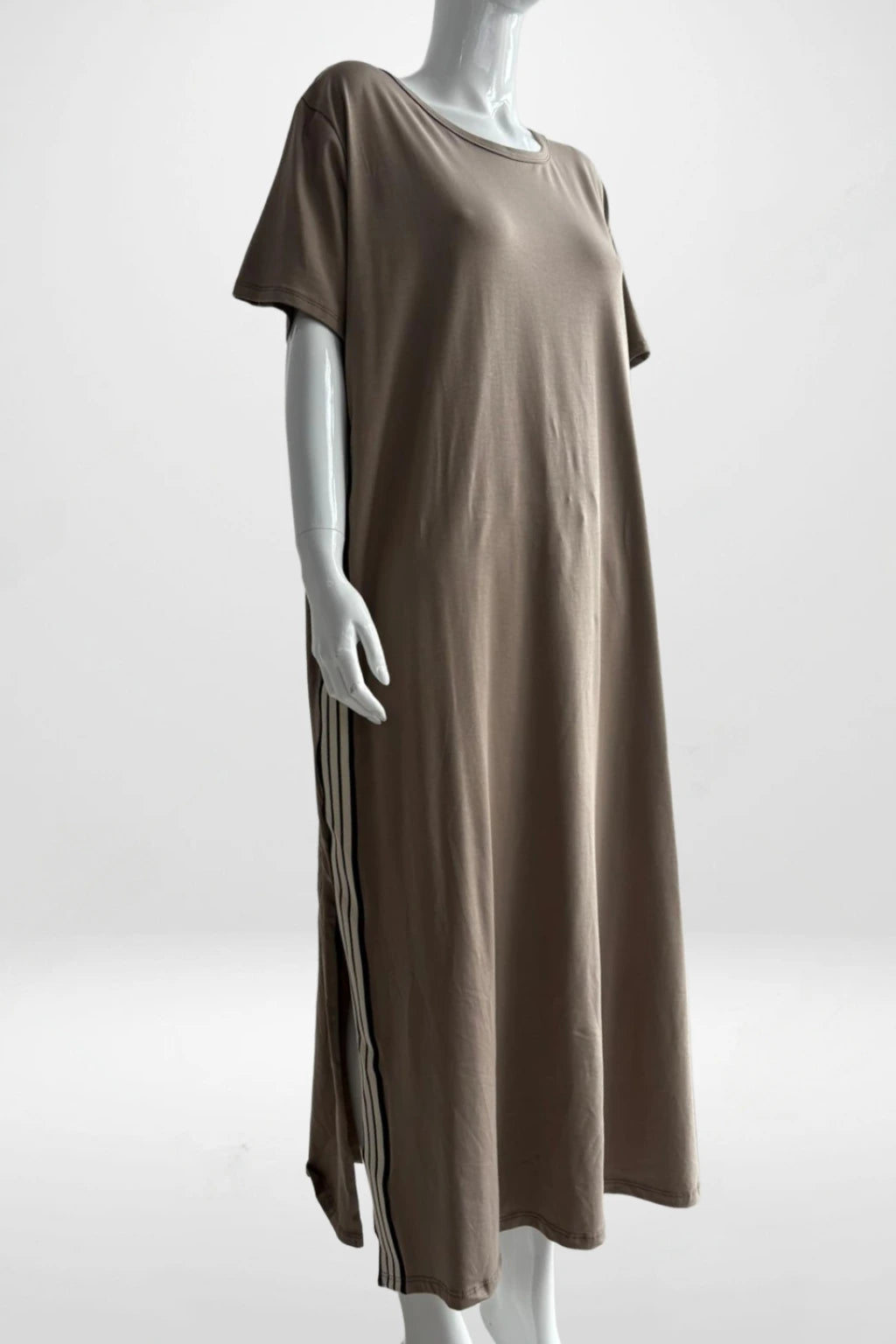 Jersey Stripe Trim Dress Lagenlook