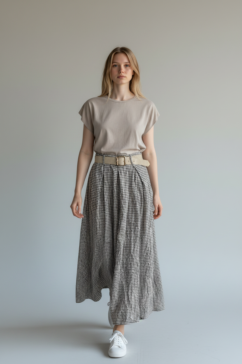 Gingham Palazzo Pant Lagenlook