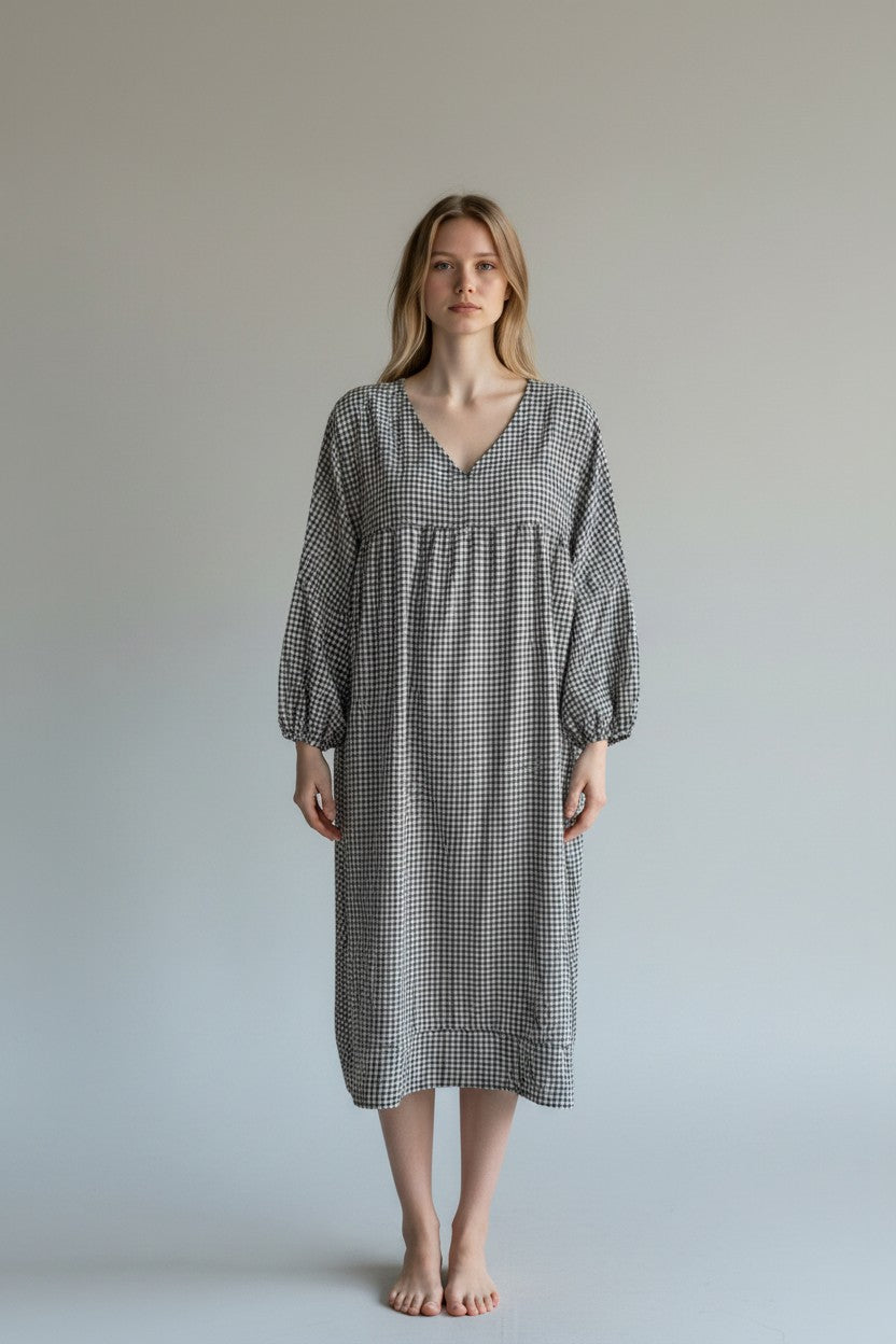 Made in Italy Gingham Smock Dress