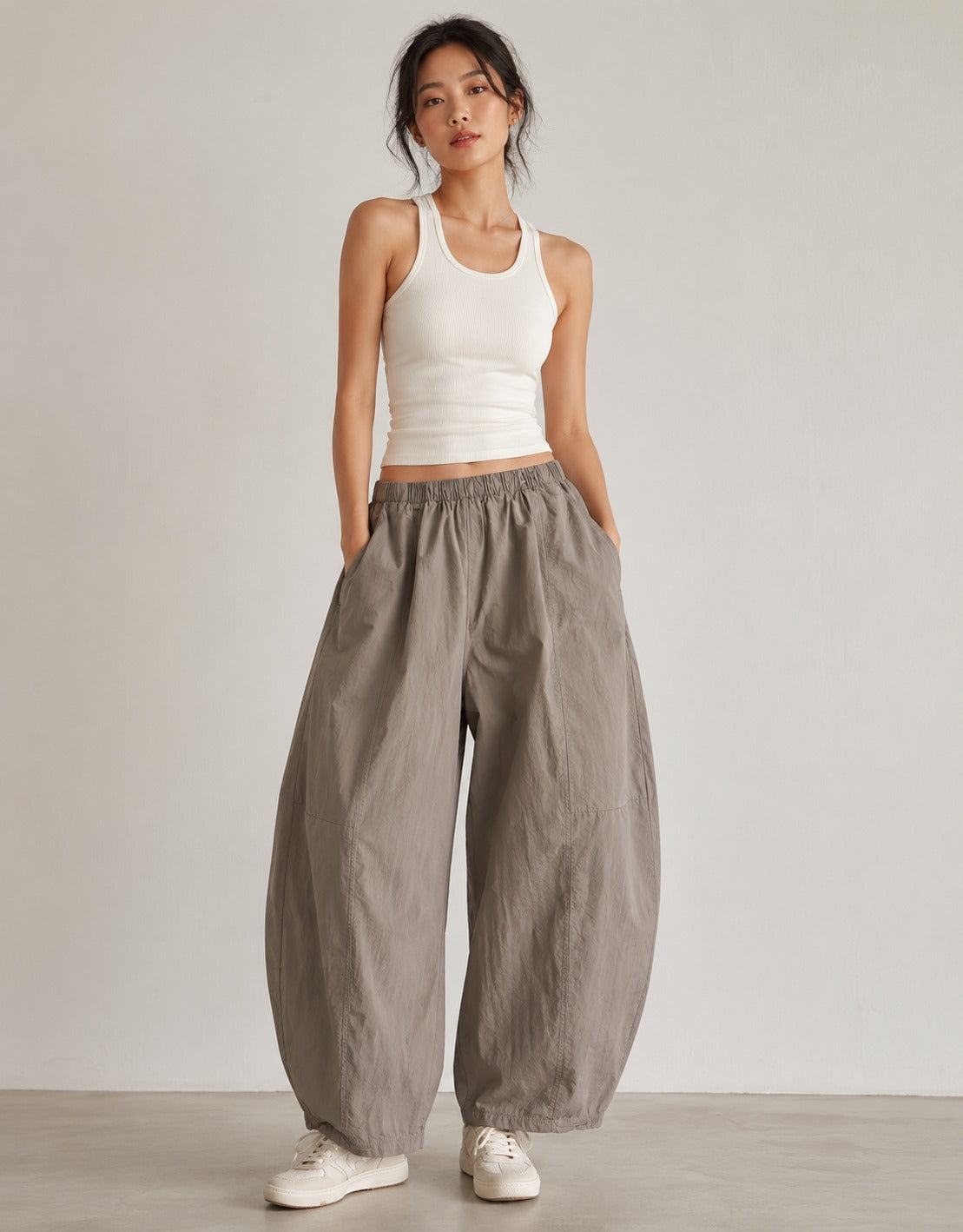 Made in Italy Cotton Barrel Leg Pant