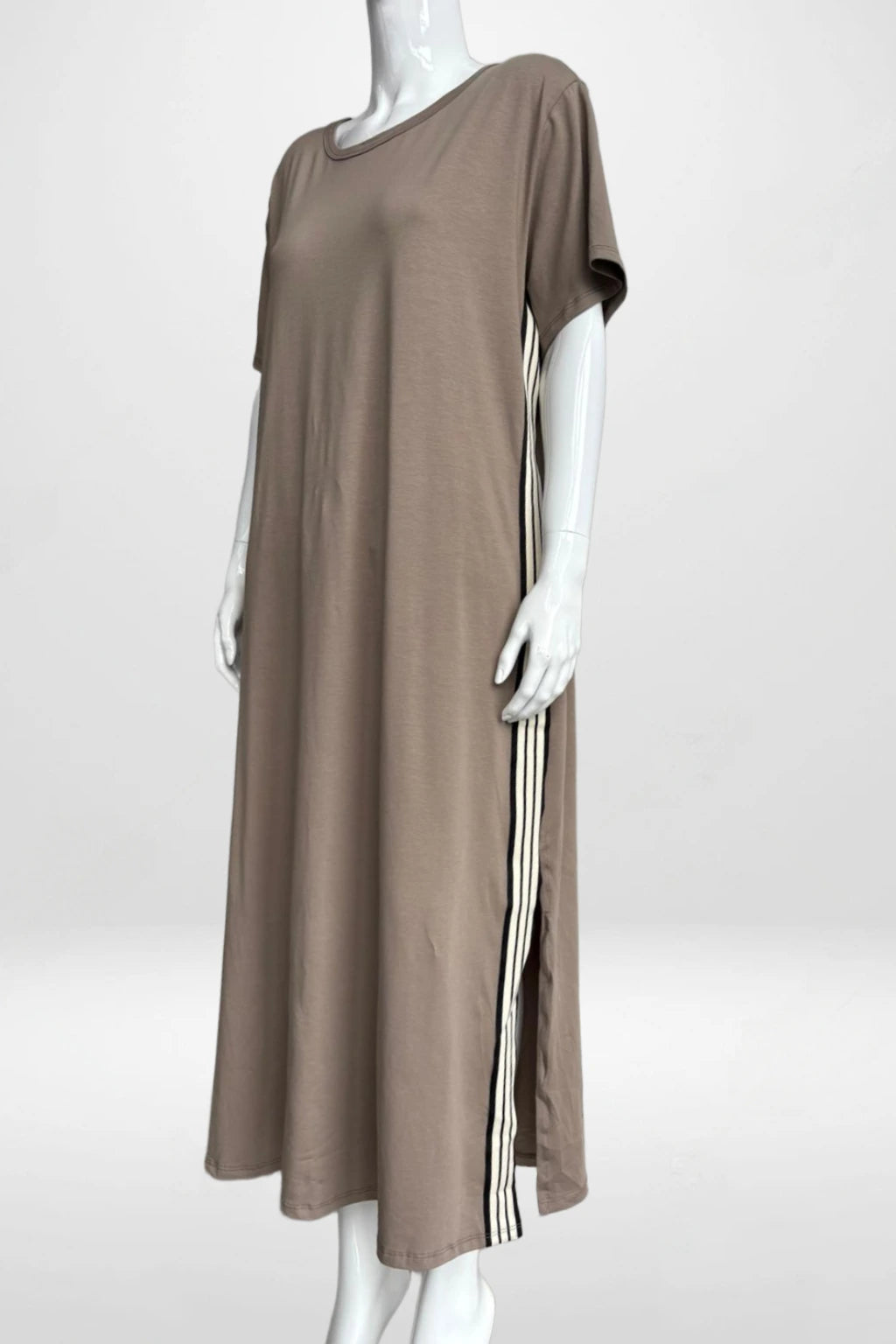 Jersey Stripe Trim Dress Lagenlook