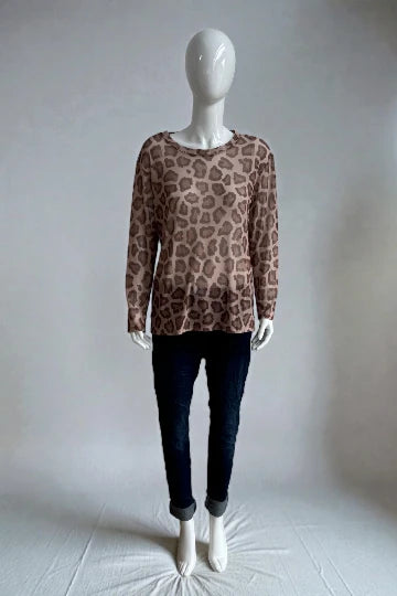Made in Italy Leopard Print Mesh Tops