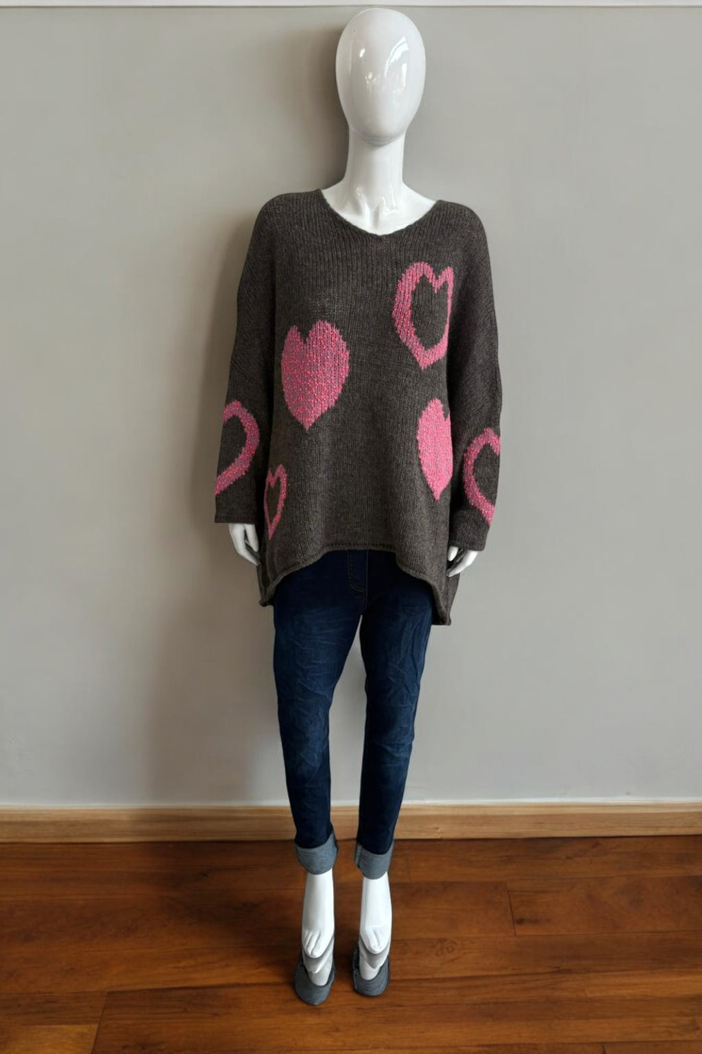 Made in Italy Wool Slouch Heart Jumper