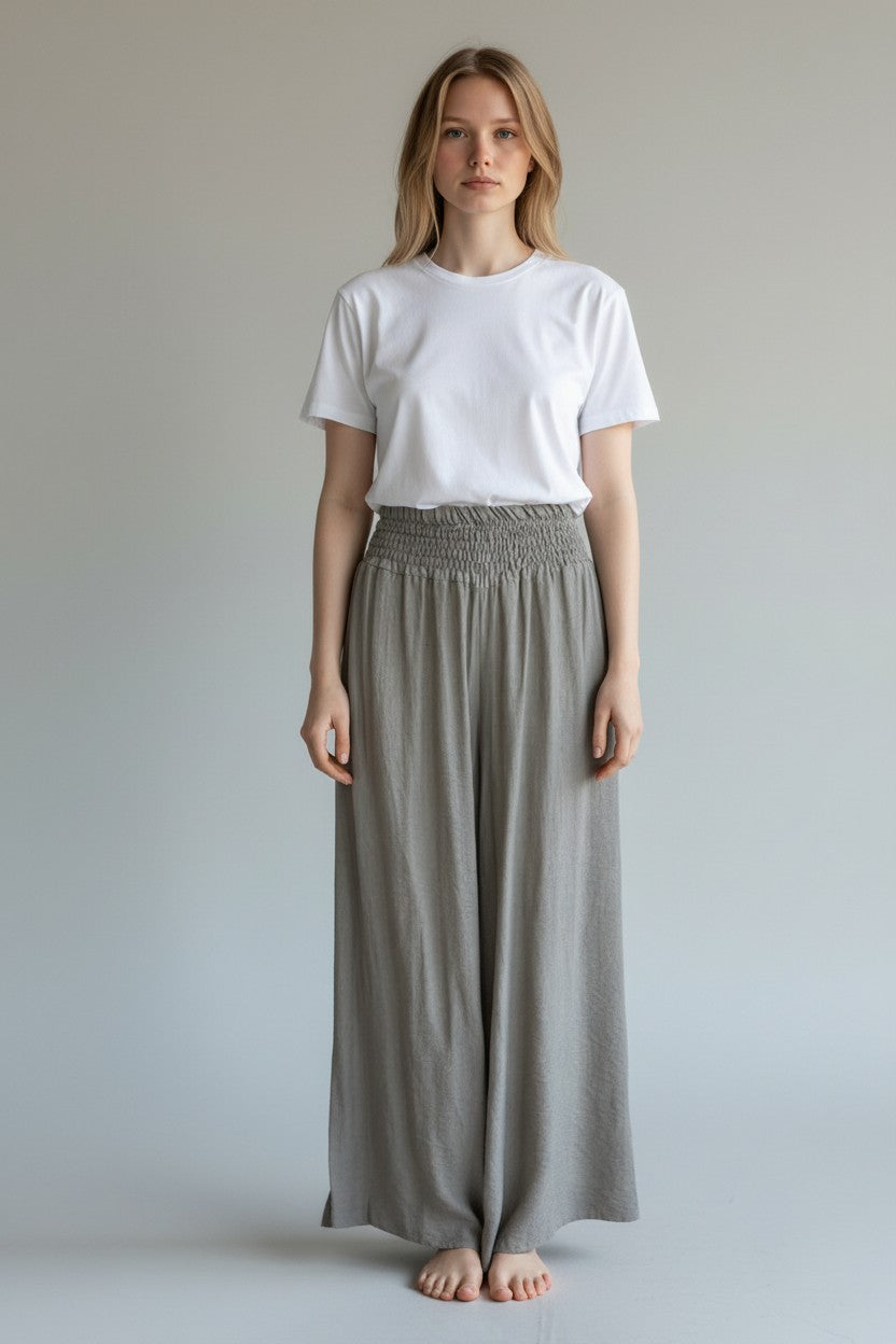Shirred Elasticated Palazzo Pant