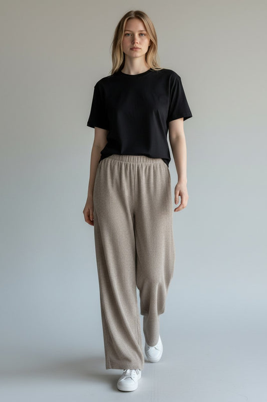 Linen Wide Leg Slant Hem Pant