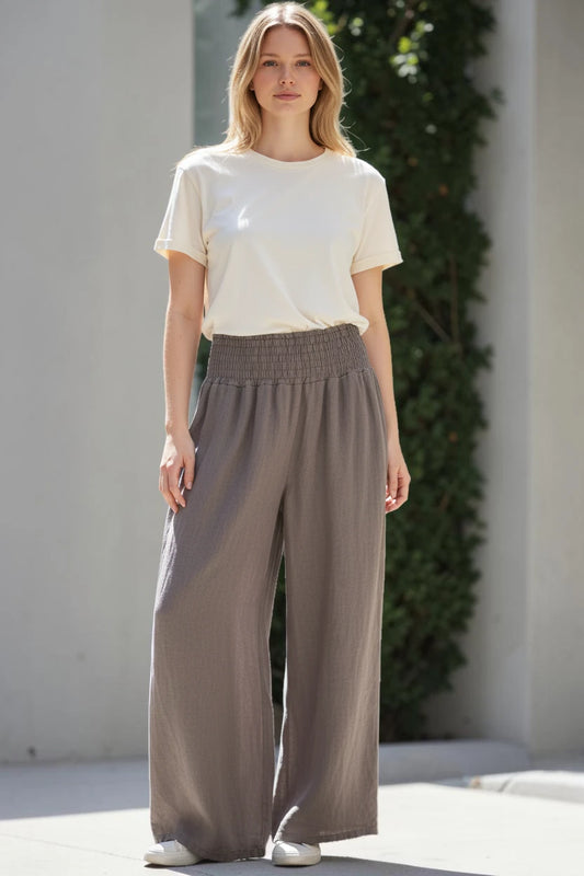 Made in Italy Shirred Elasticated Pant