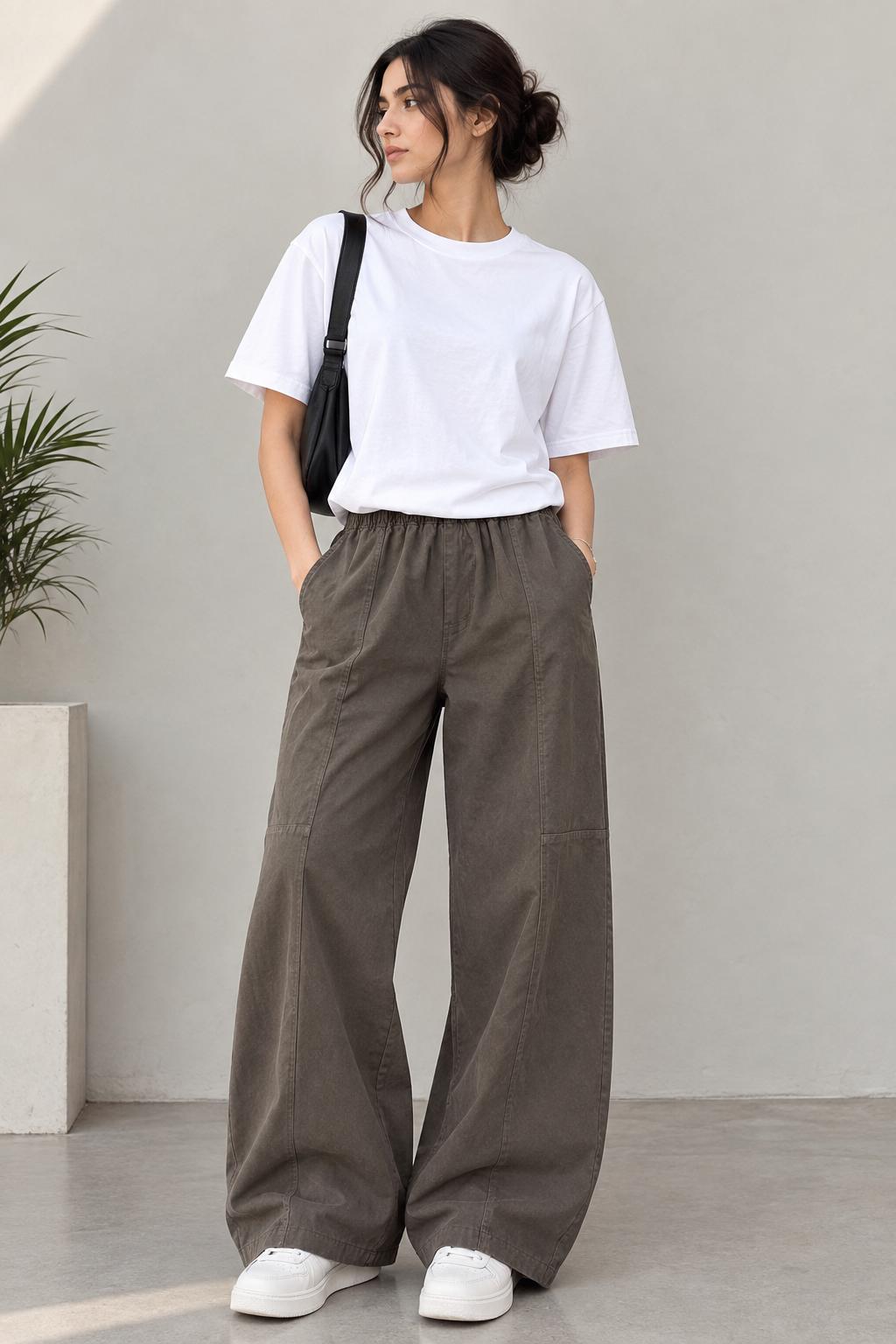 Made in Italy Gaberdine Canvas Barrel Pant