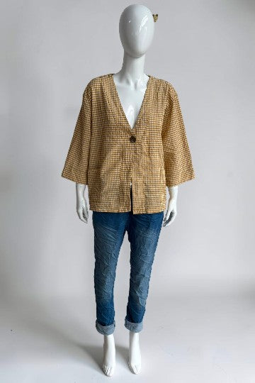 Gingham One Button Jacket