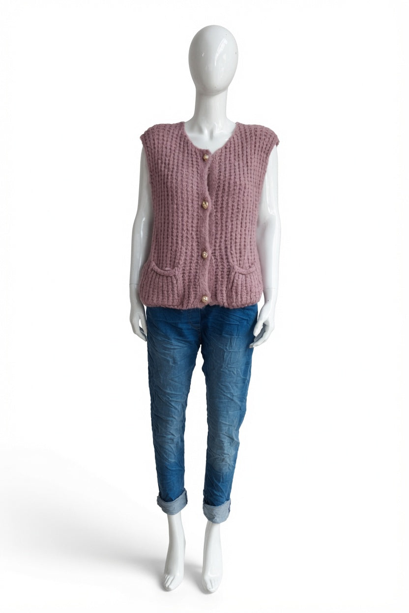 Ladies Sleeveless Cardigan Gilet with Pockets