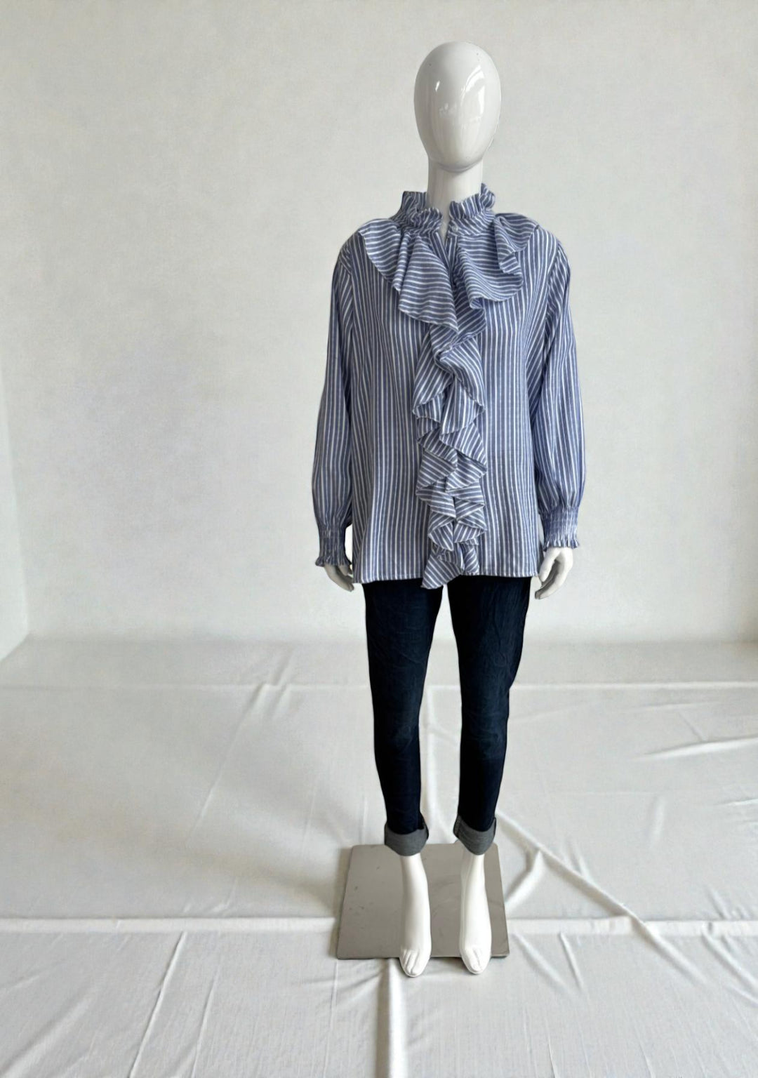 Made in Italy Stripe Frill Blouse Lagenlook
